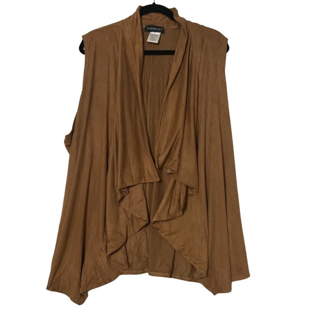 Travel Elements Cardigan Jacket Womens Plus Size 2X Suede Look Sleeveless Solid